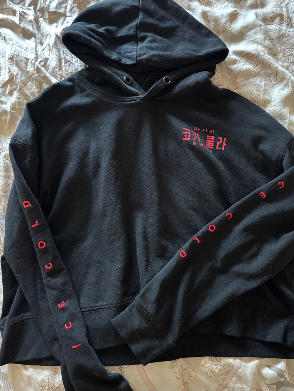 Coca Cola Black Crewneck Hoodie with Red Script